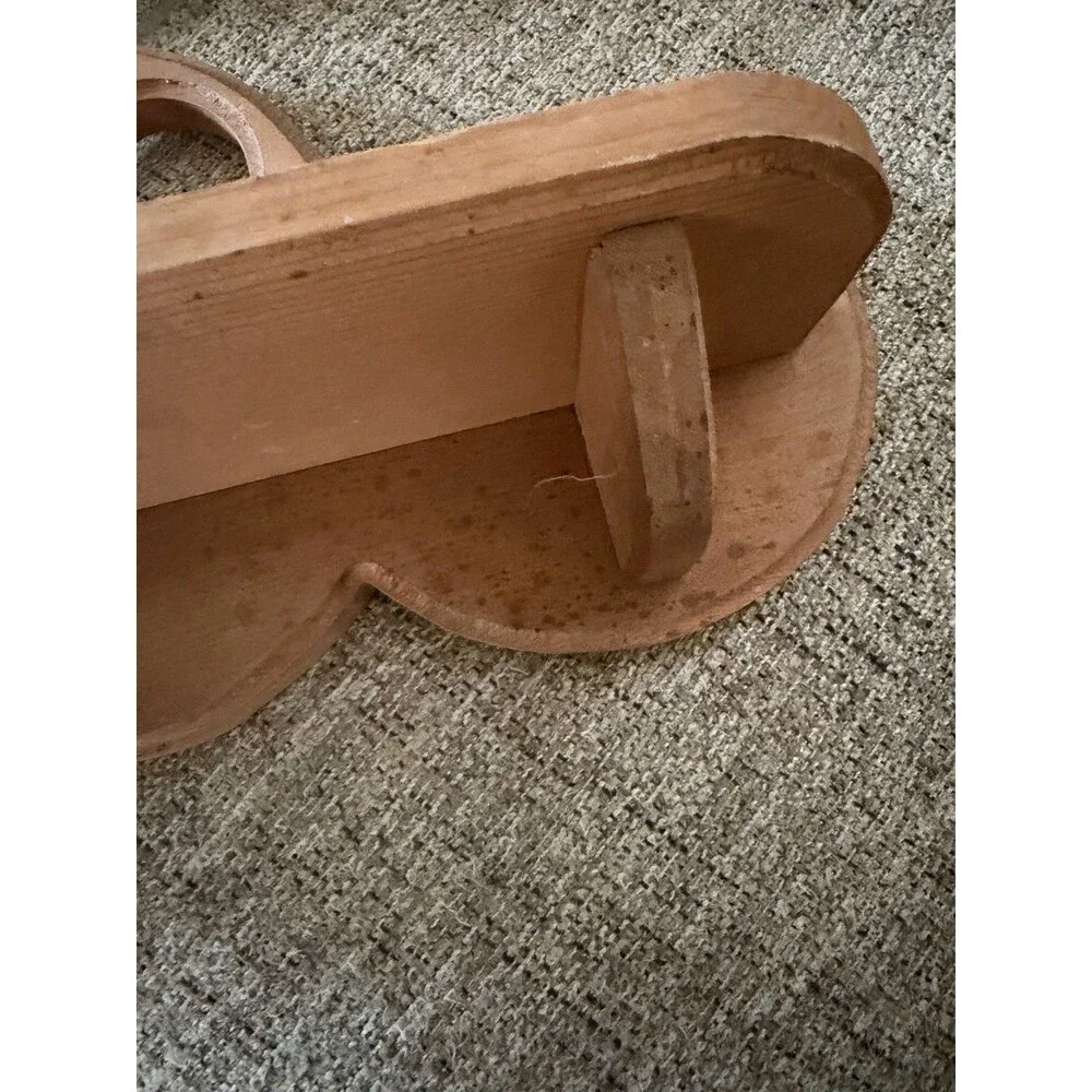 Cottage Core Wooden Wall Shelf Brown Heart Cutout Wall Mount 18 Inches